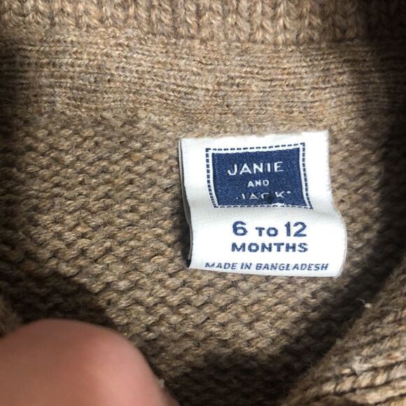 Janie and Jack Light Brown Cable Knit Baby Sweater Size 6-12 months - Picture 2 of 4